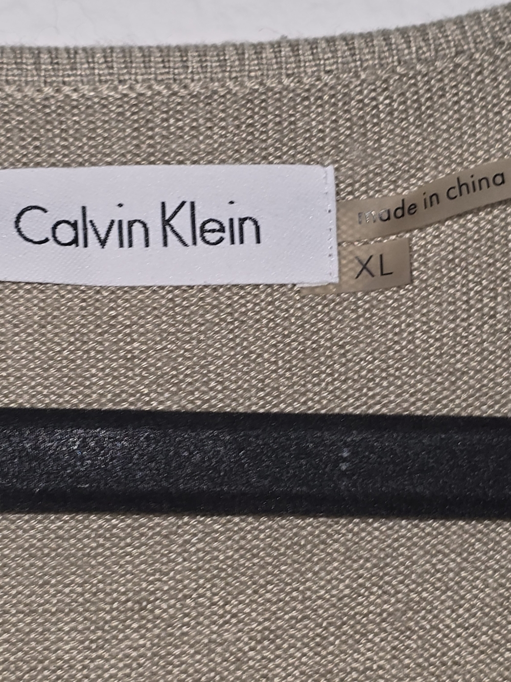Calvin Klein Olive Ribbed Knit Wrap Dress - Picture 3 of 3